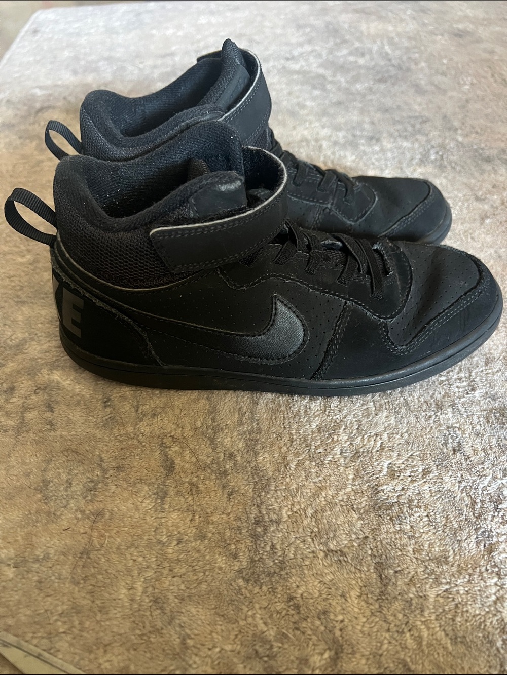 Nike Kid’s Black Mid-Top Sneakers with Strap